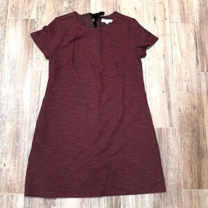 LOFT Plus Womens Size 16 Burgundy Red Space Dye Short Sleeve Shift Dress Ribbon
